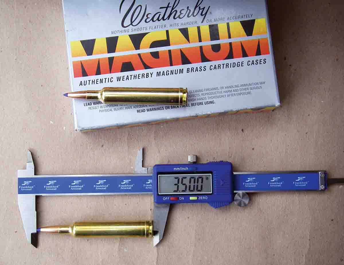 The 6.5-caliber Barnes 127-grain LRX bullet should be seated comparatively deep when handloading the 6.5-300 Weatherby Magnum, which generally gives the best accuracy. Factory loads are seated to 3.500 inches.